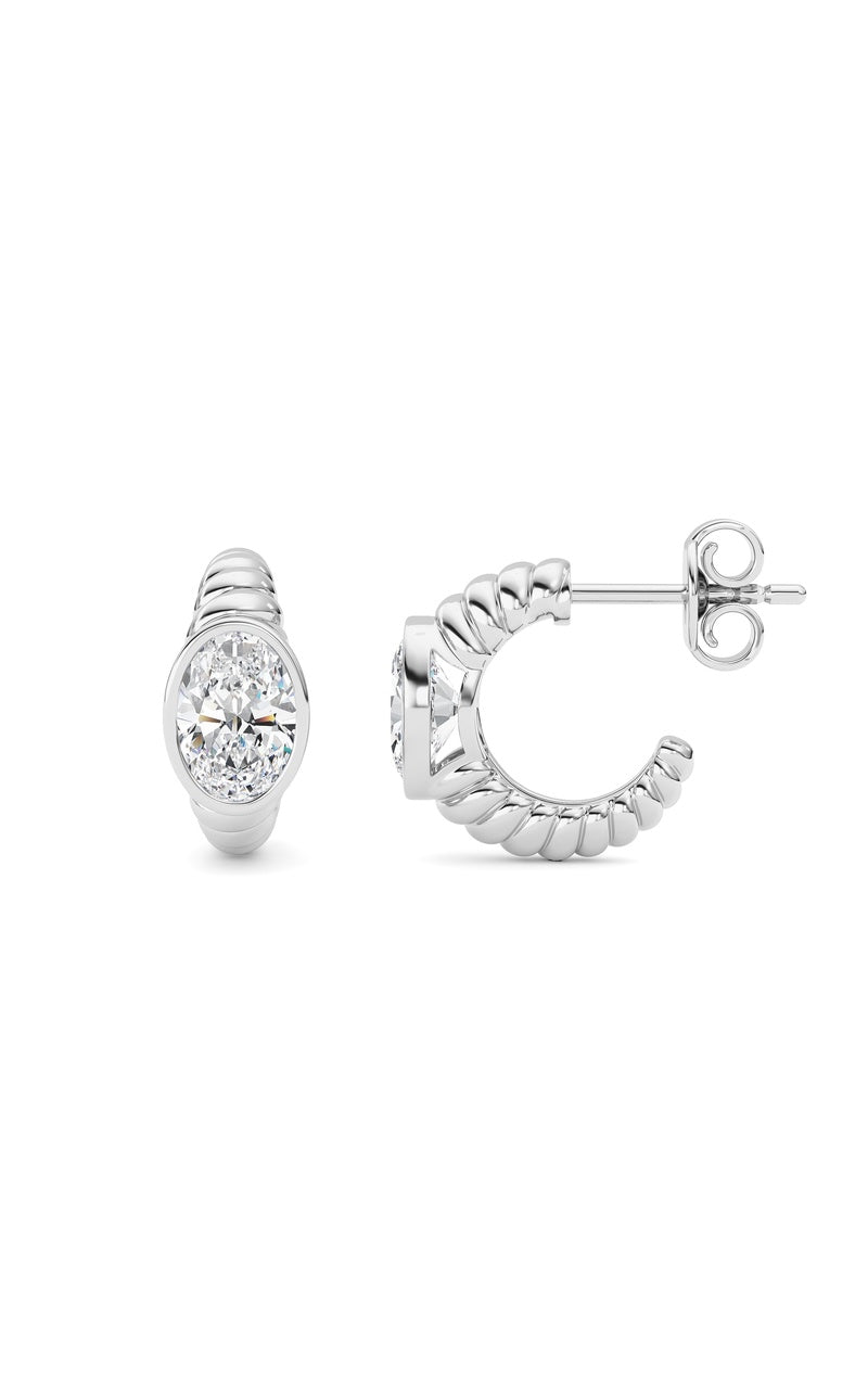 1.5 Cttw Bezel Set Huggie Earrings in 14K White Gold