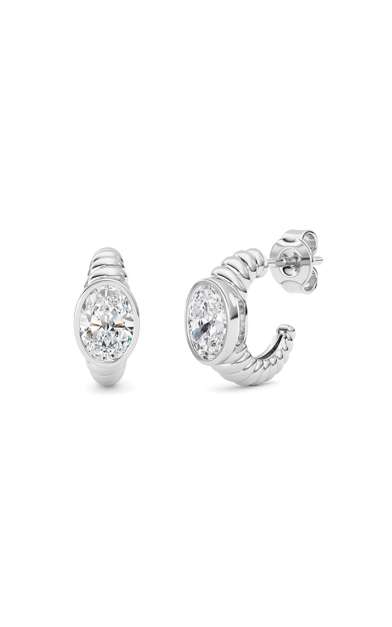 1.5 Cttw Bezel Set Huggie Earrings in 14K White Gold