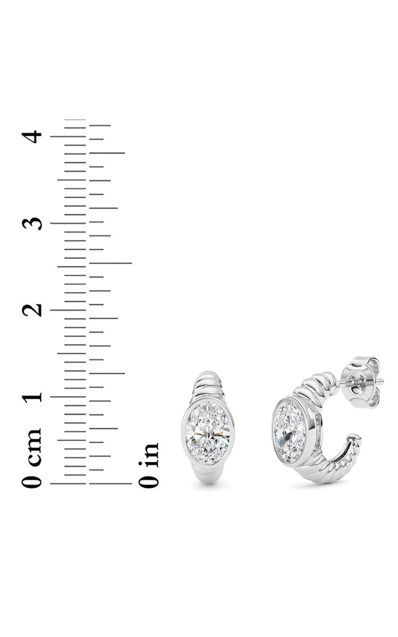 1.5 Cttw Bezel Set Huggie Earrings in 14K White Gold