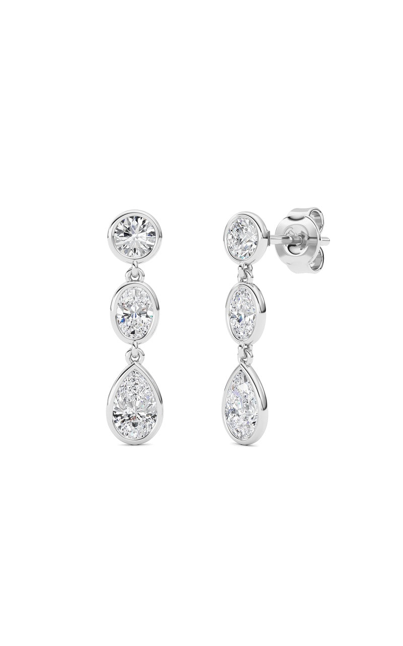 2 Cttw Three Stone Drop Earrings in 14K White Gold