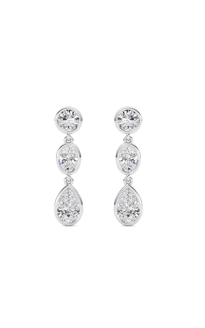 2 Cttw Three Stone Drop Earrings in 14K White Gold