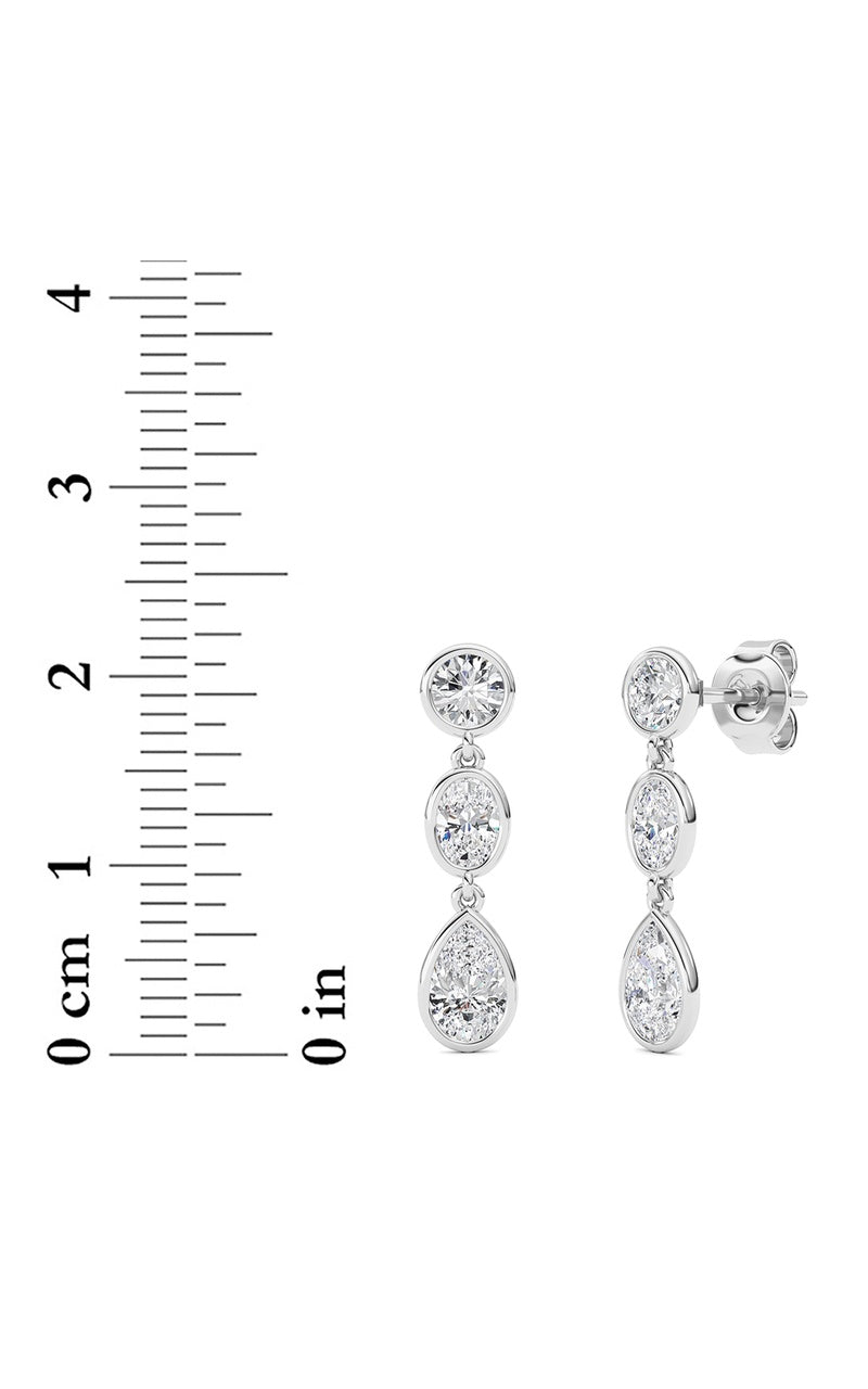 2 Cttw Three Stone Drop Earrings in 14K White Gold
