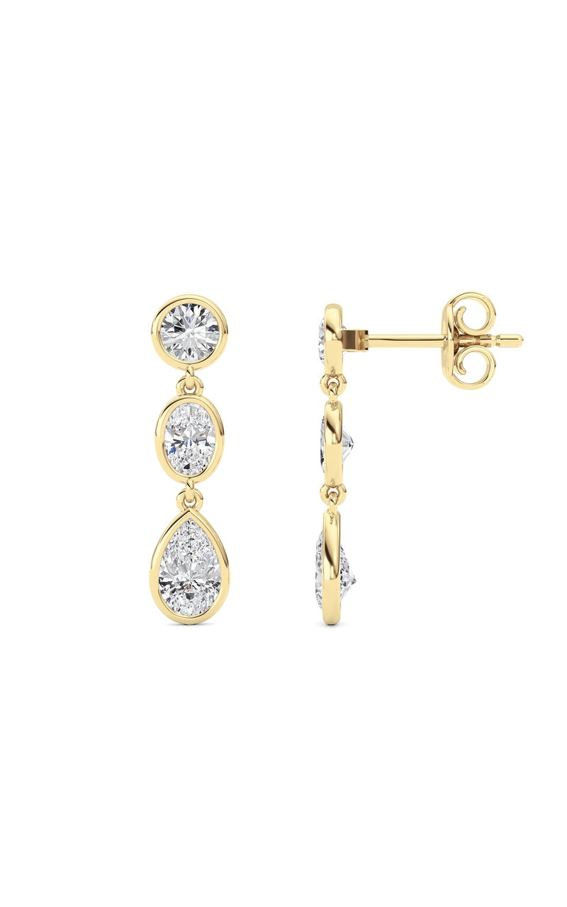 2 Cttw Three Stone Drop Earrings in 14K White Gold