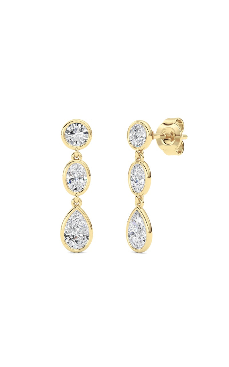 2 Cttw Three Stone Drop Earrings in 14K White Gold
