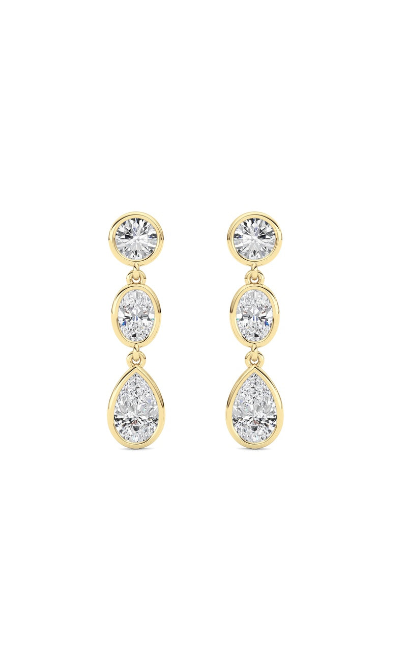2 Cttw Three Stone Drop Earrings in 14K White Gold