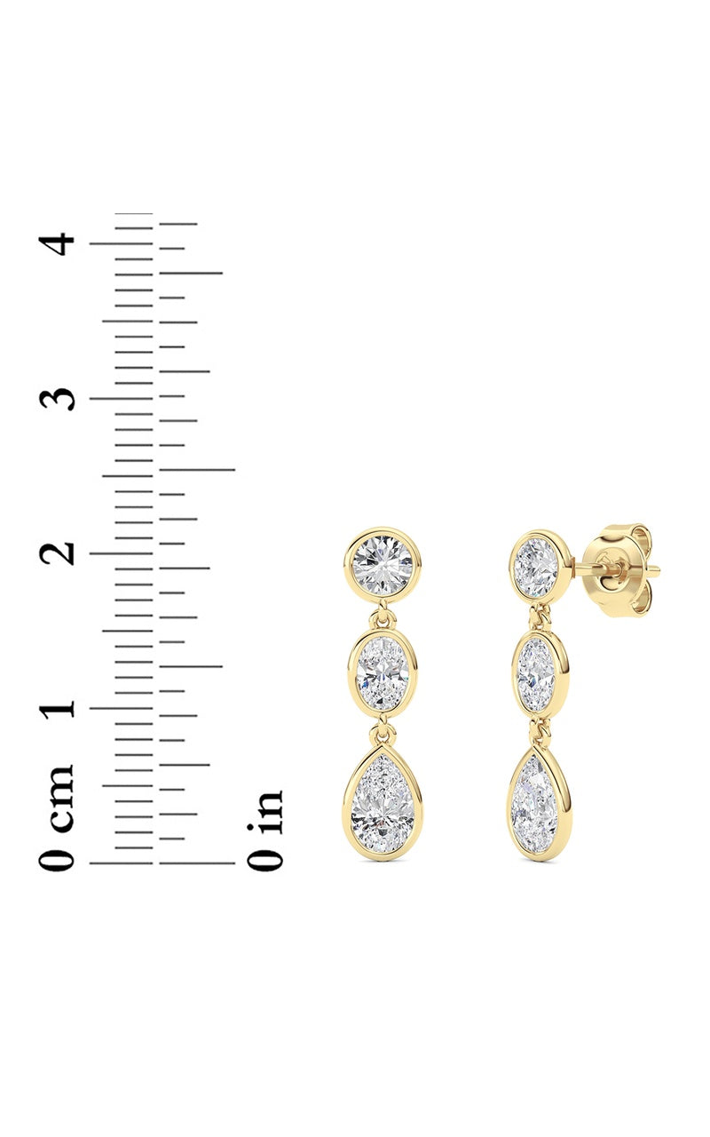 2 Cttw Three Stone Drop Earrings in 14K White Gold