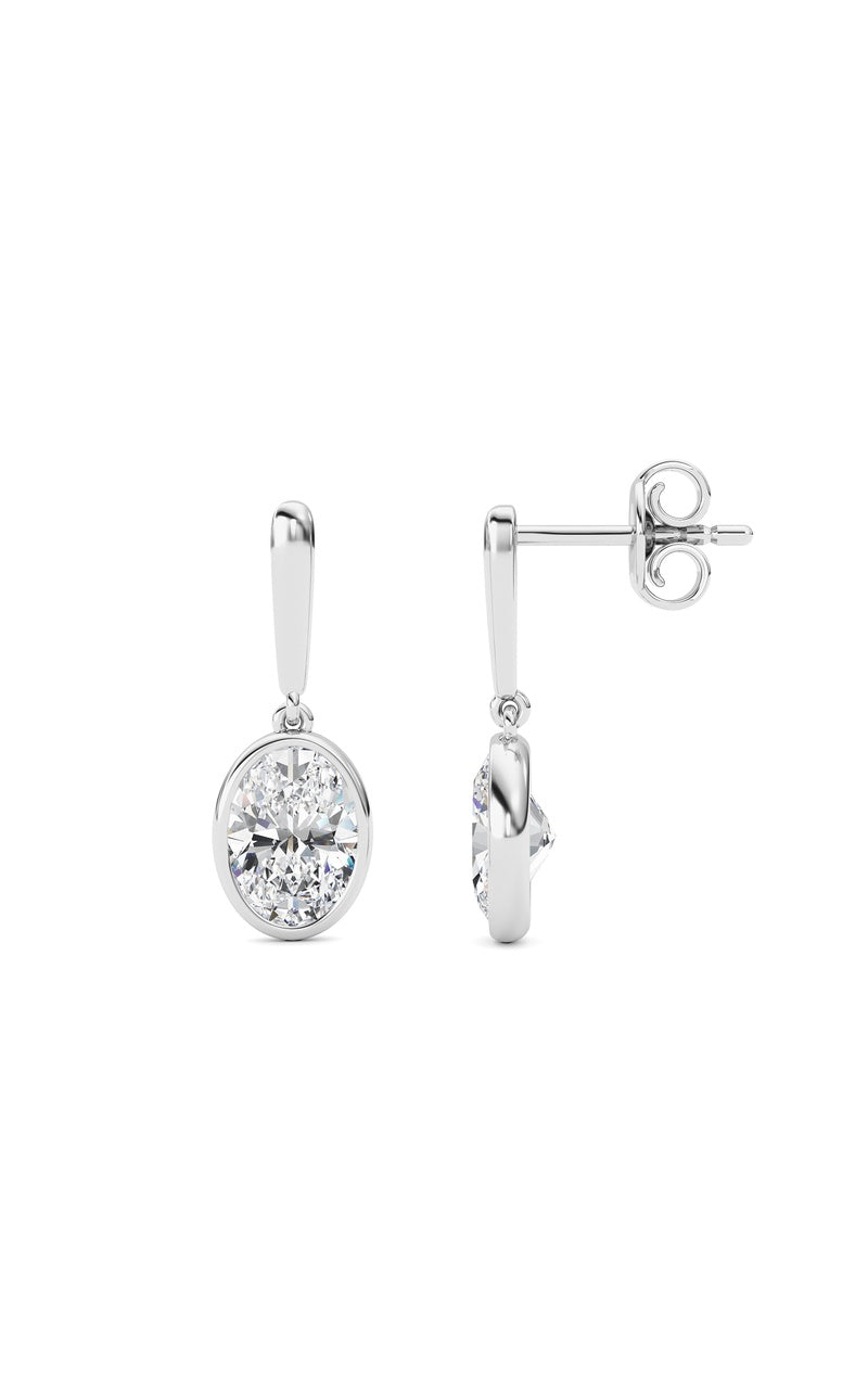 2 Cttw Bezel Set Drop Earrings in 14K White Gold
