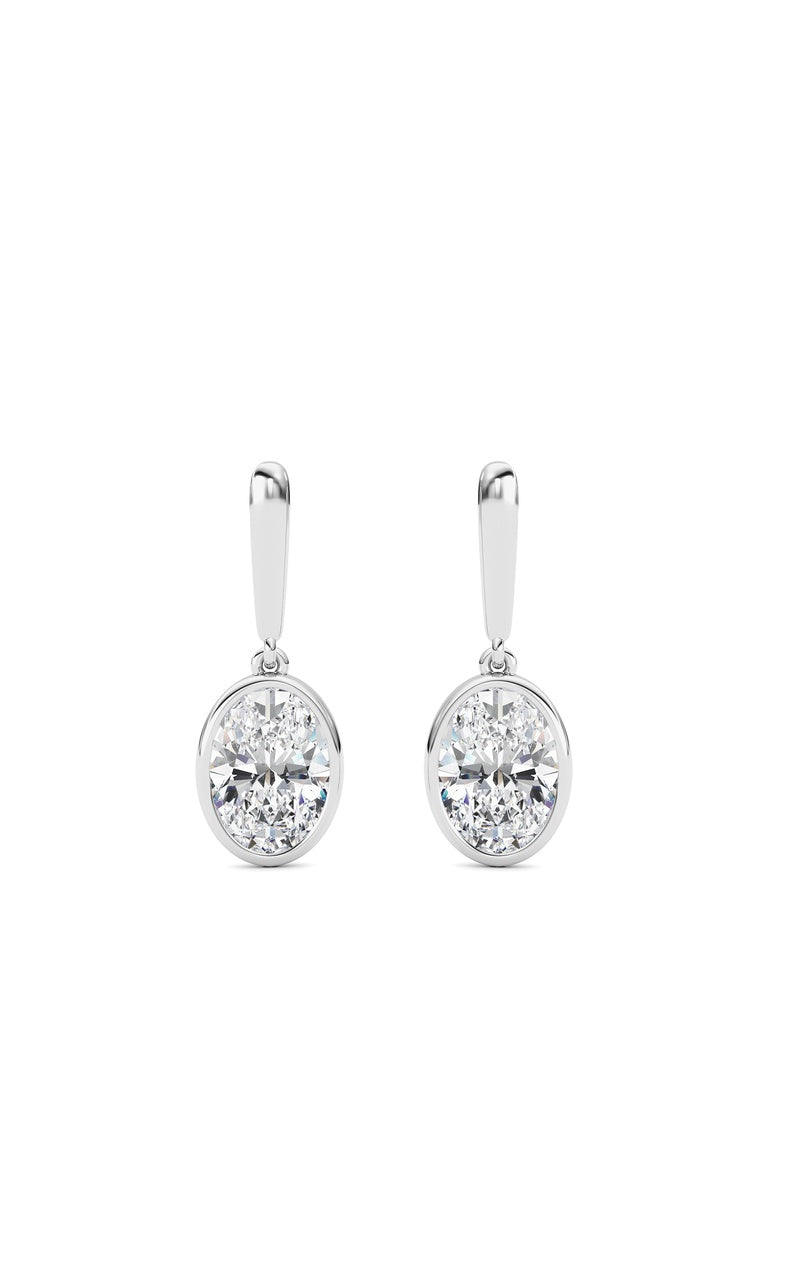 2 Cttw Bezel Set Drop Earrings in 14K White Gold