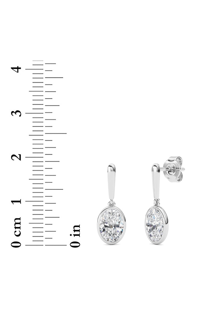 2 Cttw Bezel Set Drop Earrings in 14K White Gold
