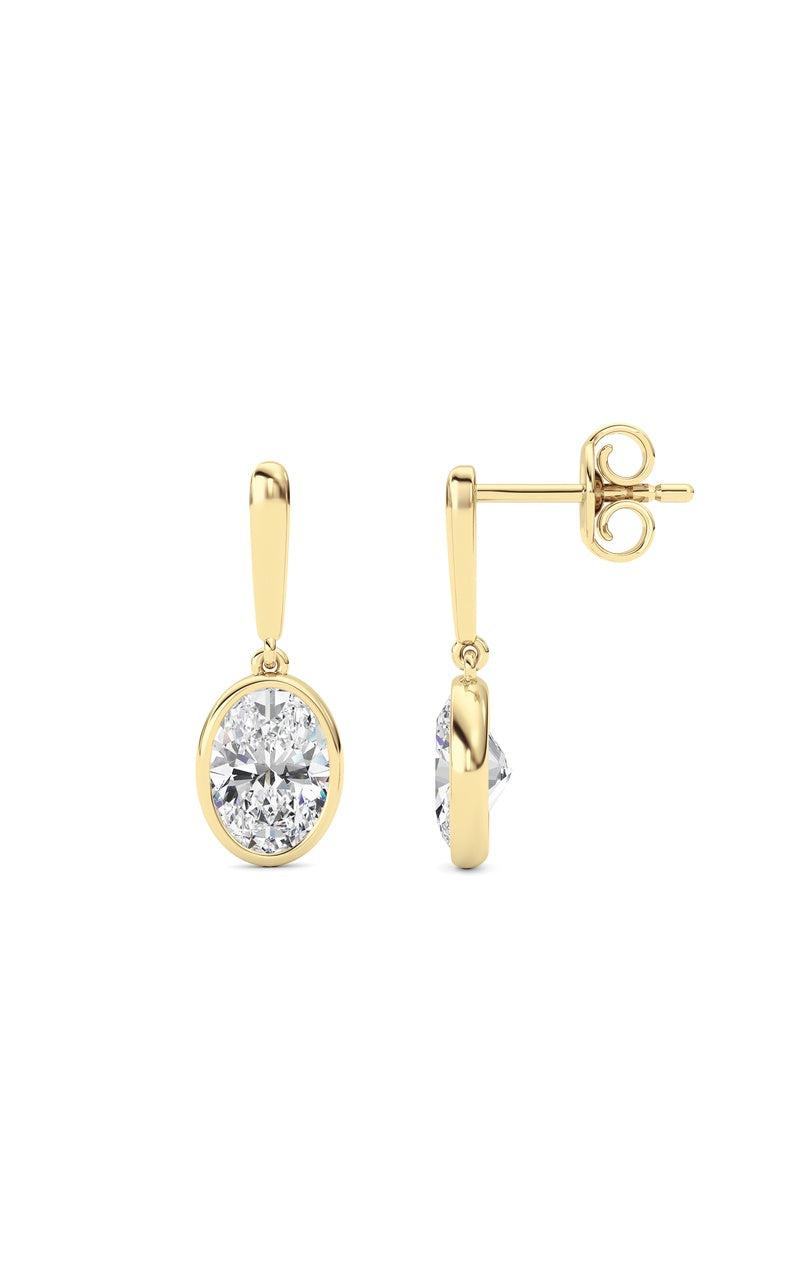 2 Cttw Bezel Set Drop Earrings in 14K White Gold