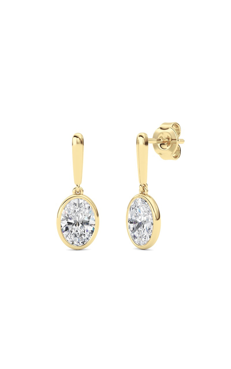 2 Cttw Bezel Set Drop Earrings in 14K White Gold