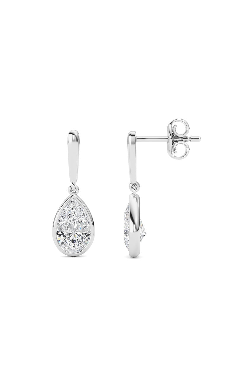 2 Cttw Bezel Set Drop Earrings in 14K White Gold