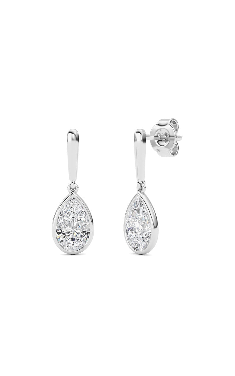 2 Cttw Bezel Set Drop Earrings in 14K White Gold