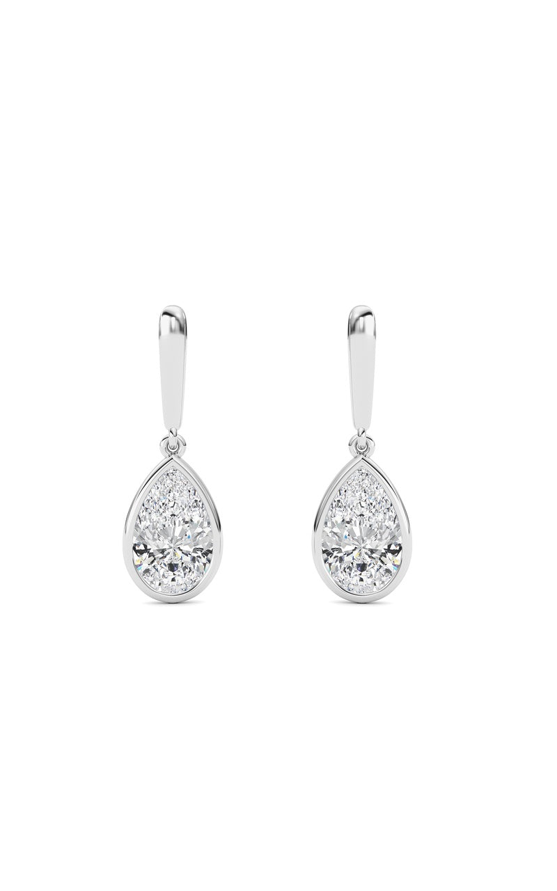2 Cttw Bezel Set Drop Earrings in 14K White Gold