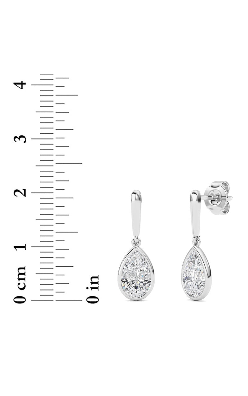2 Cttw Bezel Set Drop Earrings in 14K White Gold