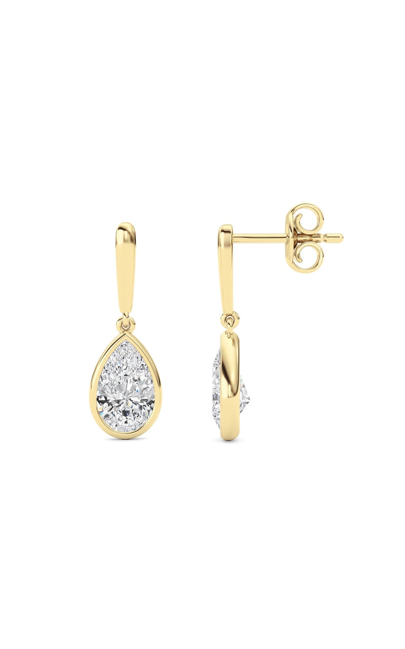 2 Cttw Bezel Set Drop Earrings in 14K White Gold