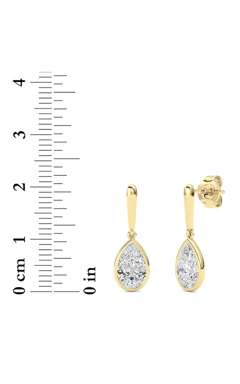 2 Cttw Bezel Set Drop Earrings in 14K White Gold