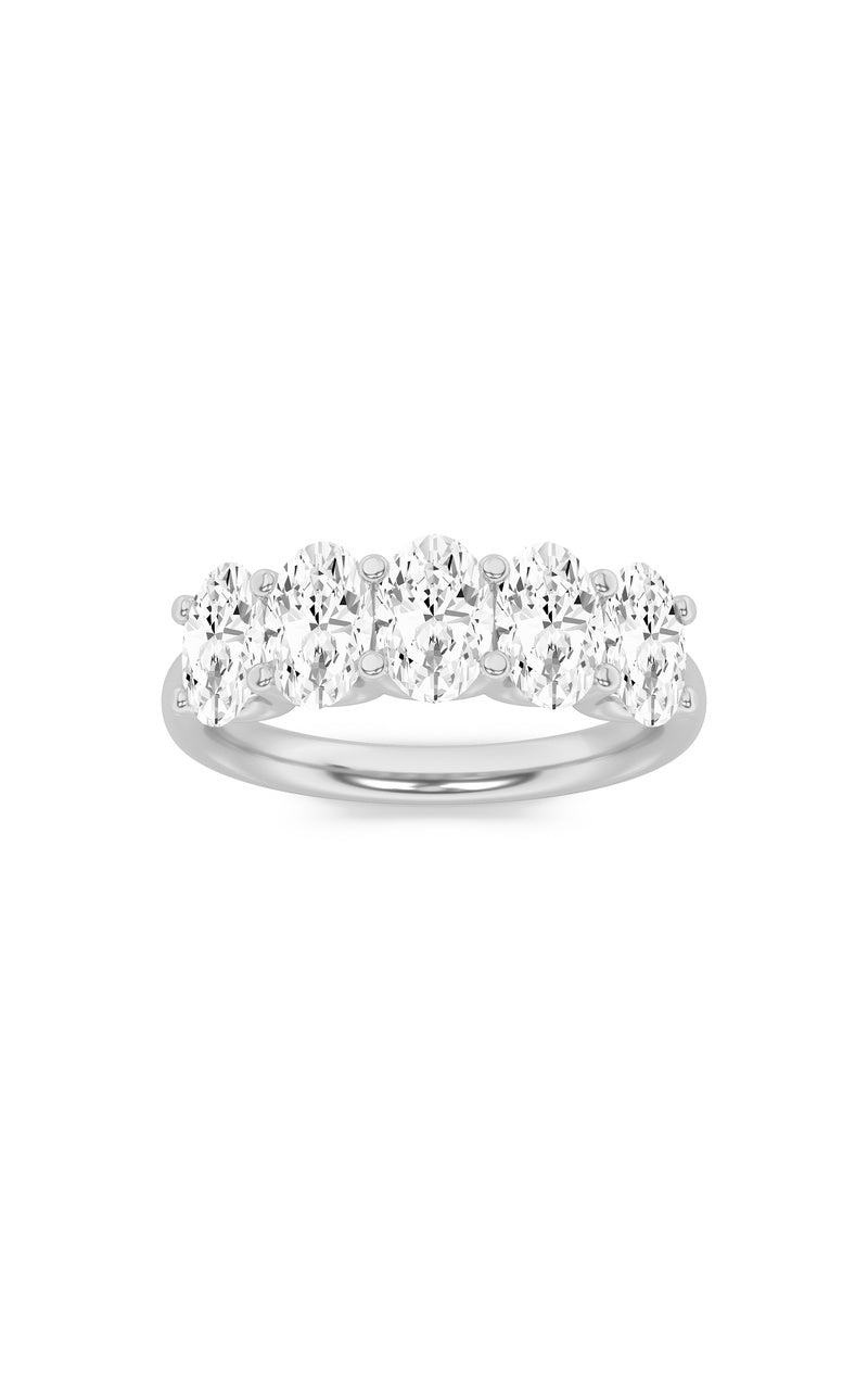 1 Cttw Five Stone Band Ring in 14K White Gold