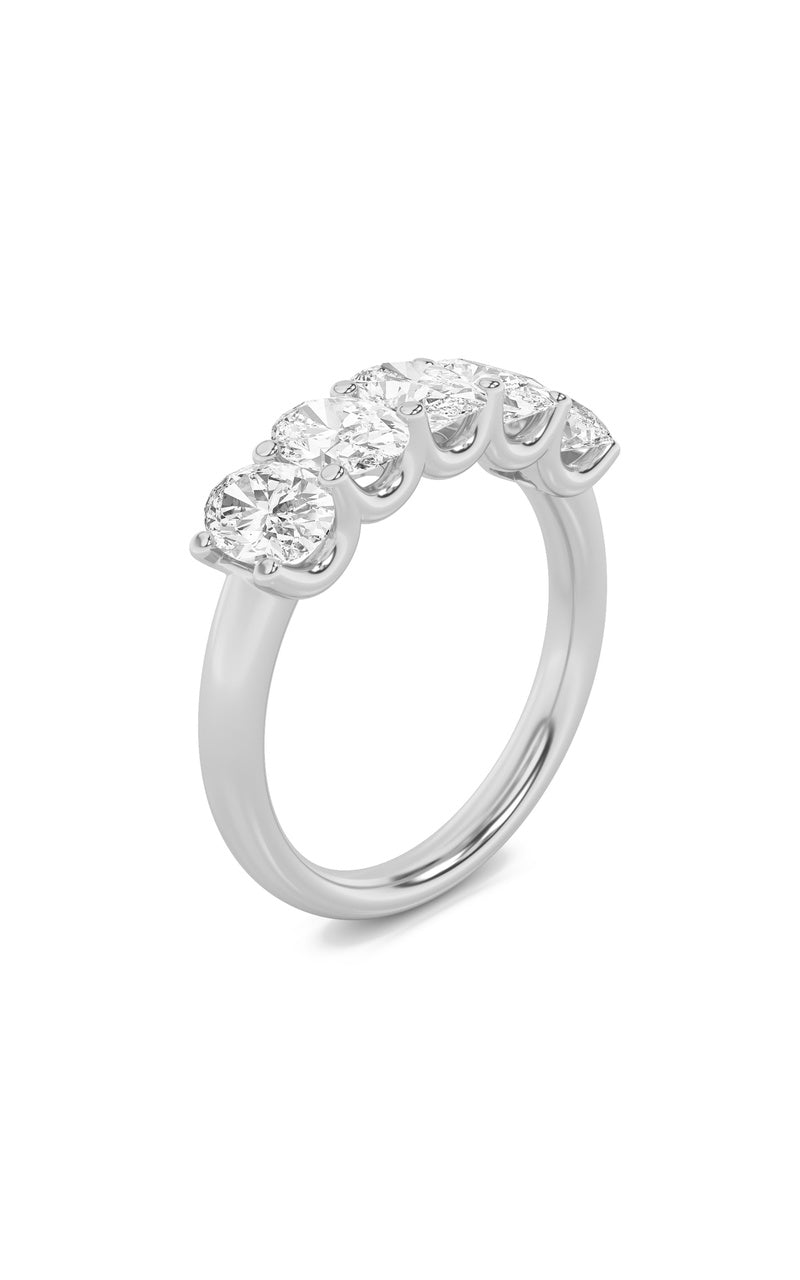 1 Cttw Five Stone Band Ring in 14K White Gold