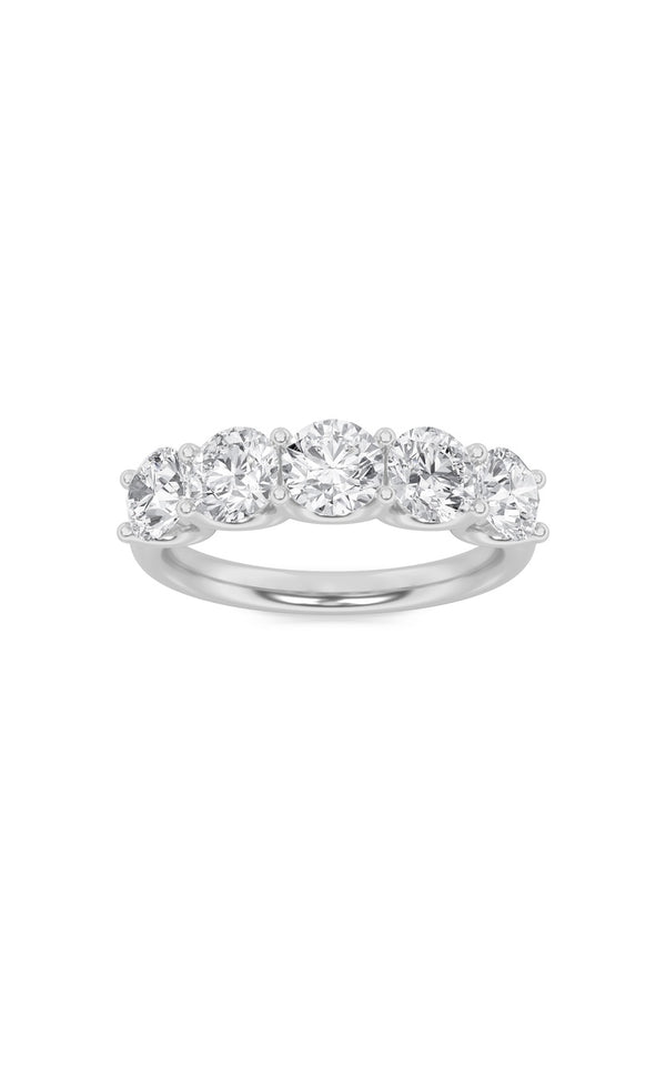 1 Cttw Five Stone Band Ring in 14K White Gold