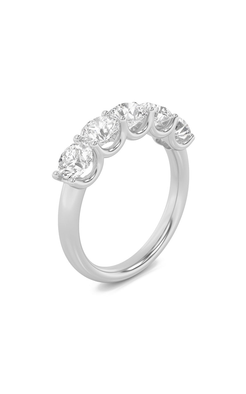 2 Cttw Five Stone Band Ring in 14K White Gold