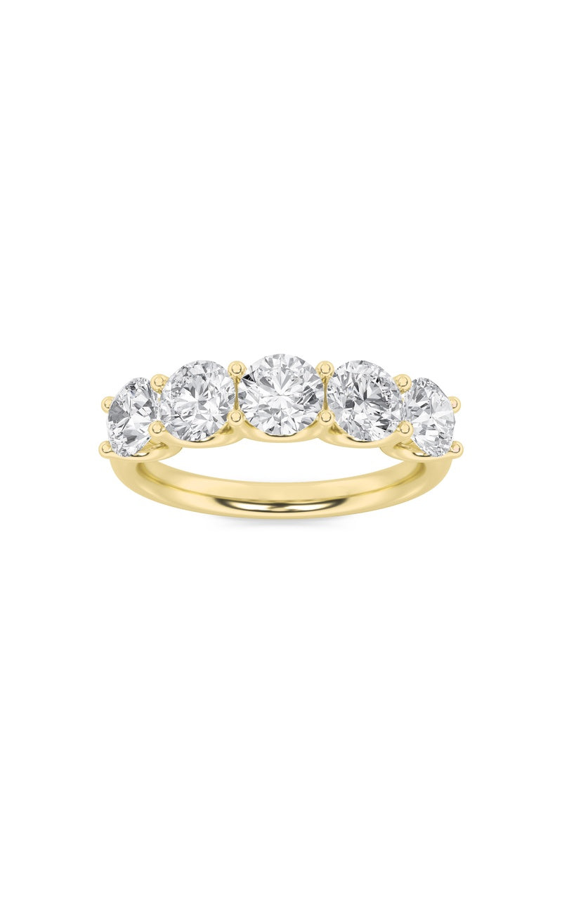 2 Cttw Five Stone Band Ring in 14K White Gold