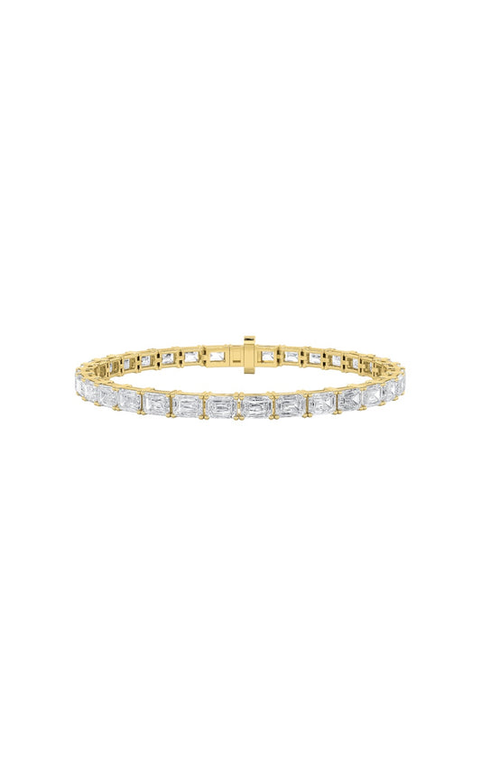 12Cttw Emerald Shaped Lab Grown Diamond (F/VS) Tennis Bracelet in 14K Gold