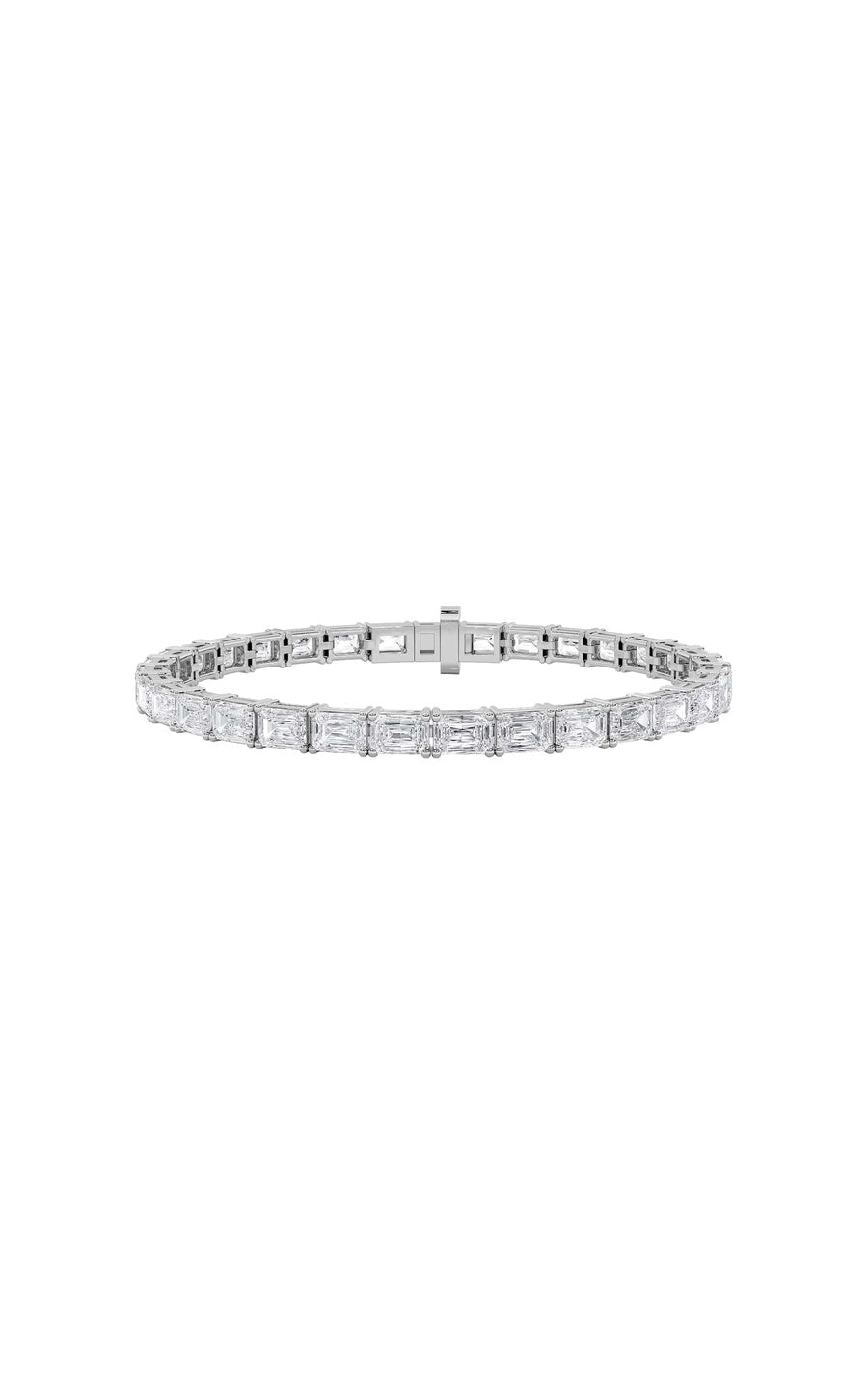 13Cttw Emerald Shaped Lab Grown Diamond (F/VS) Classic Line Bracelet in 14K Gold