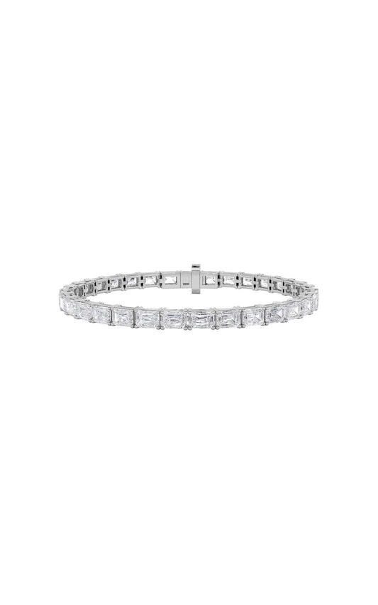 13Cttw Emerald Shaped Lab Grown Diamond (F/VS) Classic Line Bracelet in 14K Gold