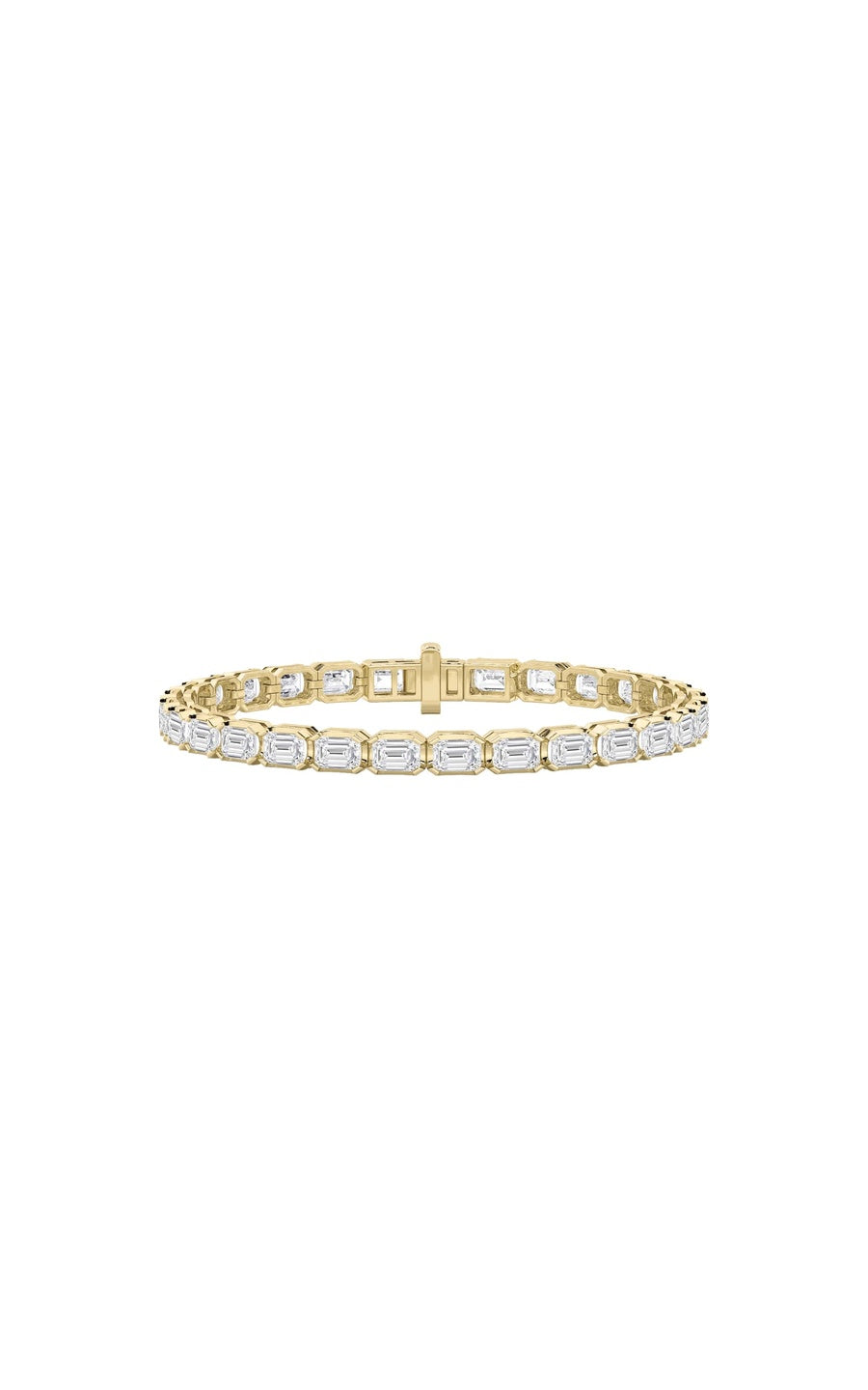 10Cttw Emerald Shaped Lab Grown Diamond (F/VS) Tennis Bracelet in 14K Gold