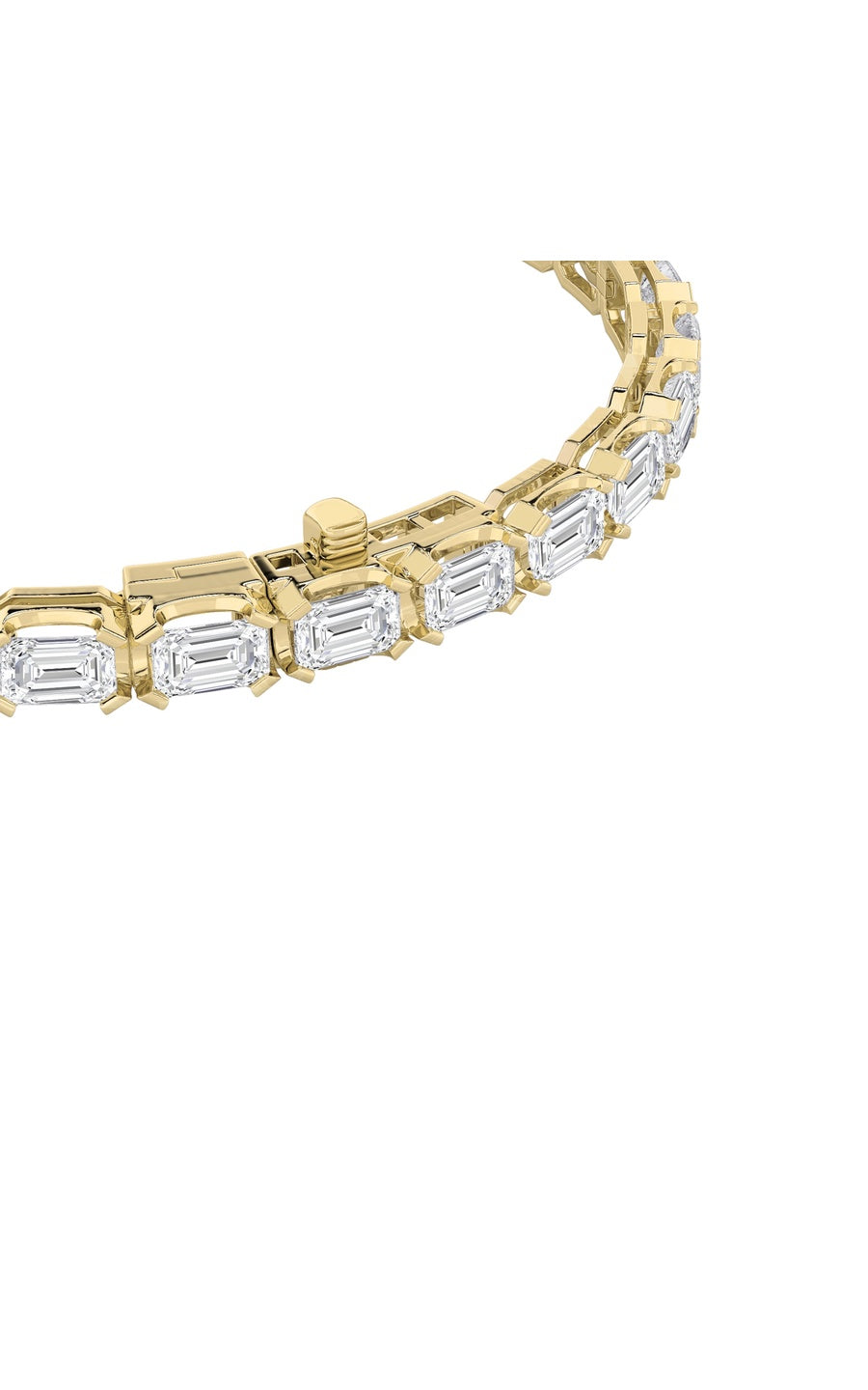10Cttw Emerald Shaped Lab Grown Diamond (F/VS) Tennis Bracelet in 14K Gold