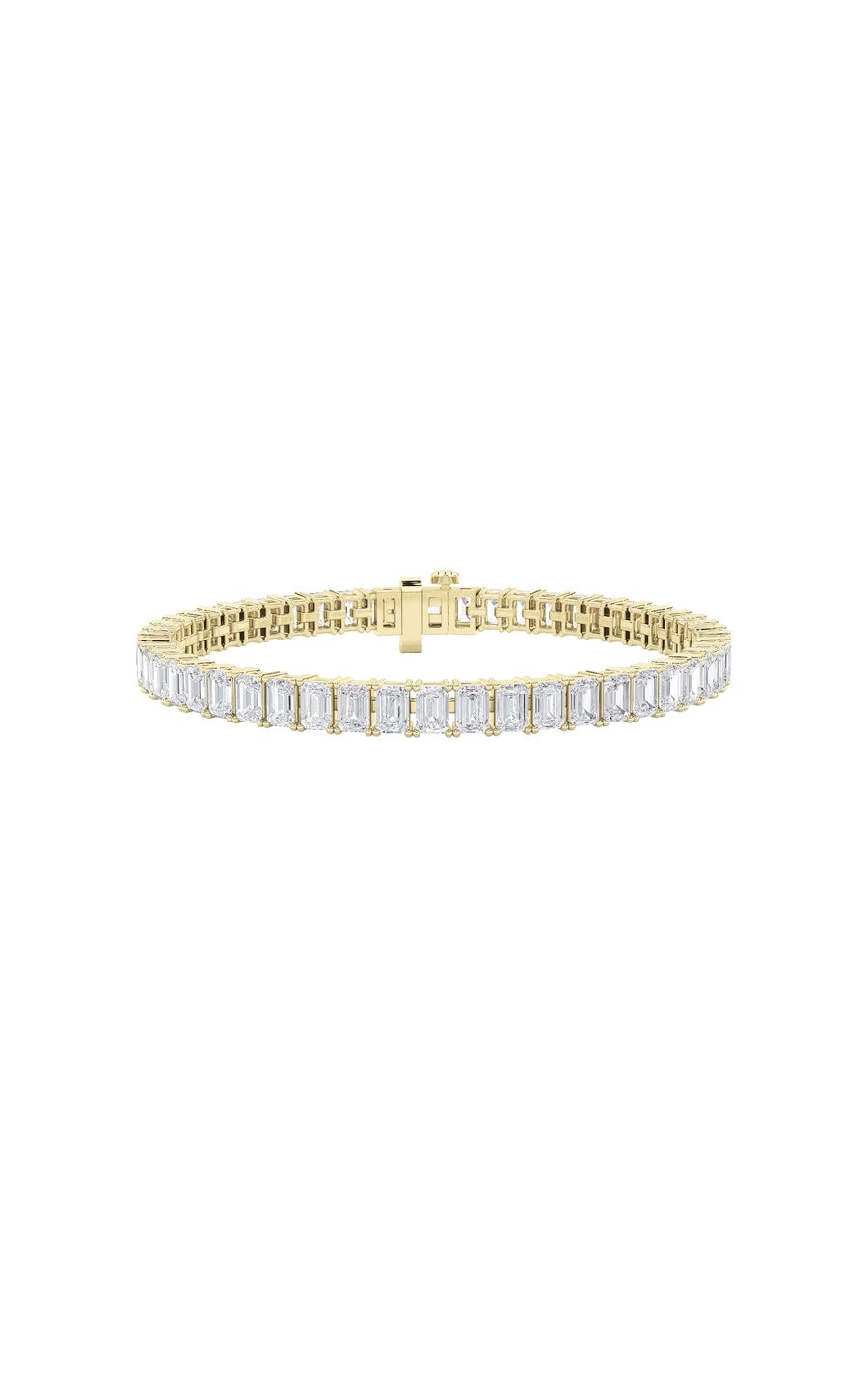 10Cttw Emerald Shaped Lab Grown Diamond (F/VS) East West Line Bracelet in 14K Gold