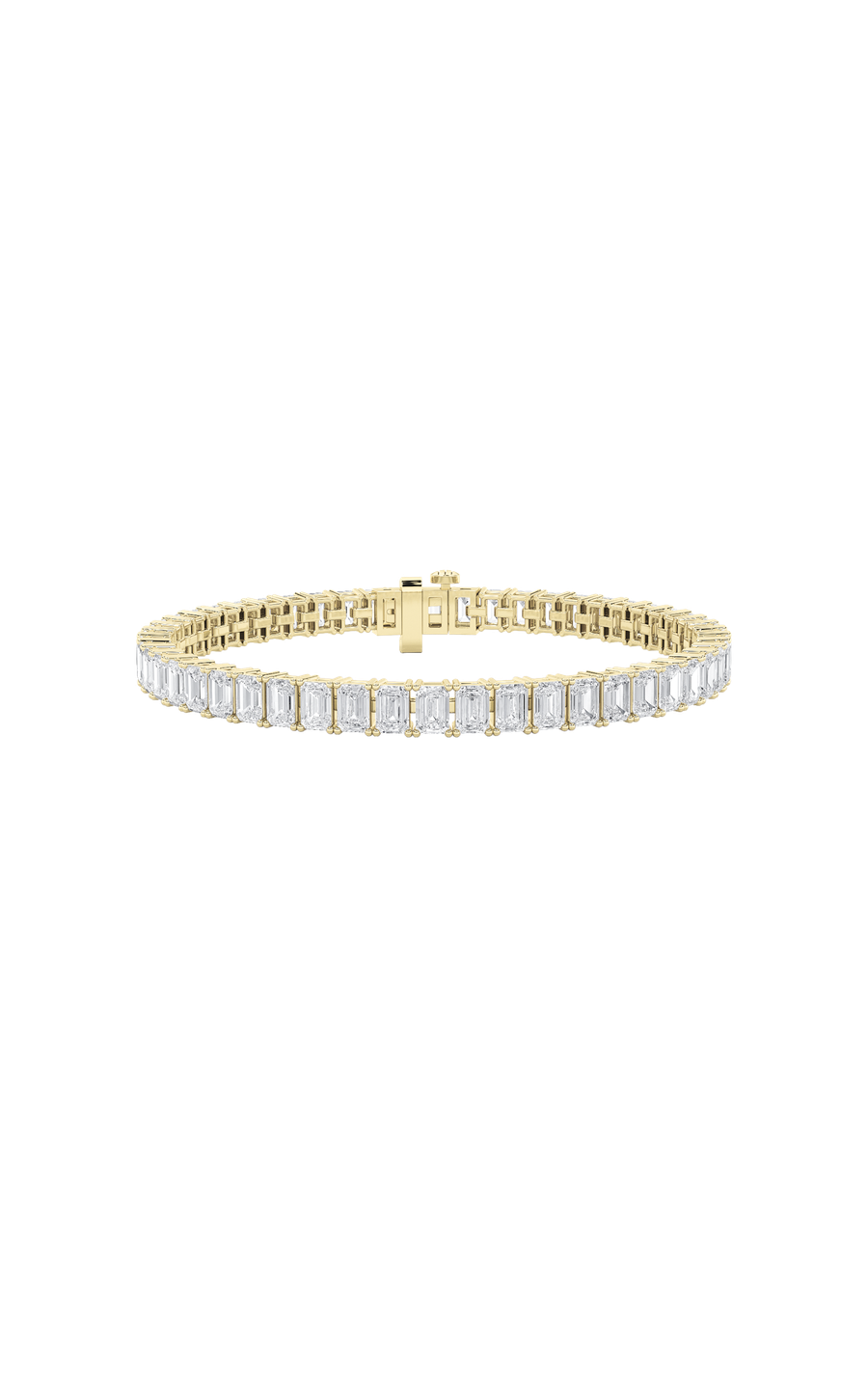 10Cttw Emerald Shaped Lab Grown Diamond (F/VS) East West Line Bracelet in 14K Gold