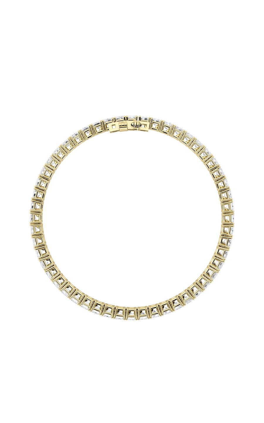 10Cttw Emerald Shaped Lab Grown Diamond (F/VS) East West Line Bracelet in 14K Gold