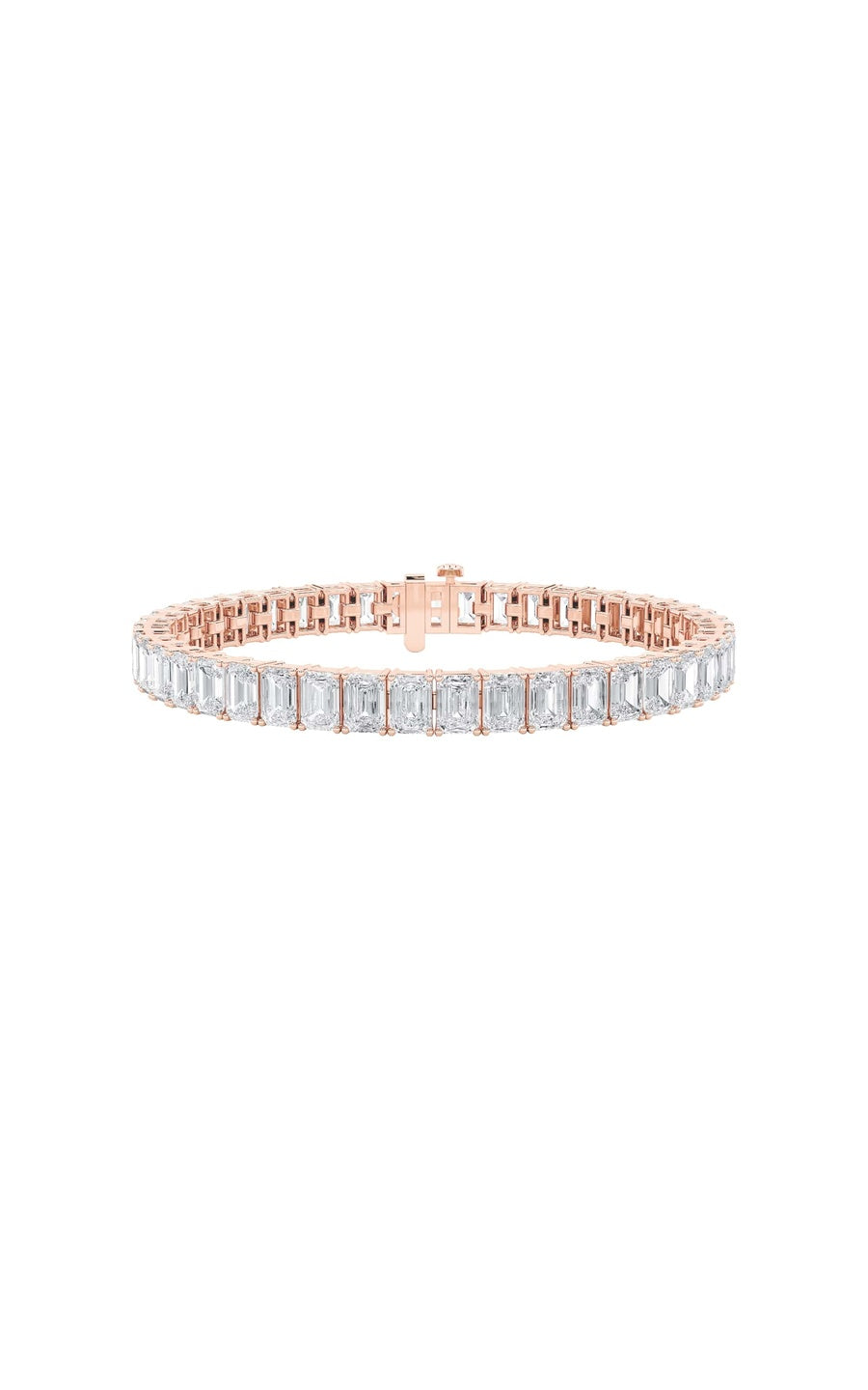 21.5Cttw Emerald Shaped Lab Grown Diamond (G/VS) East West Line Bracelet in 14K Gold