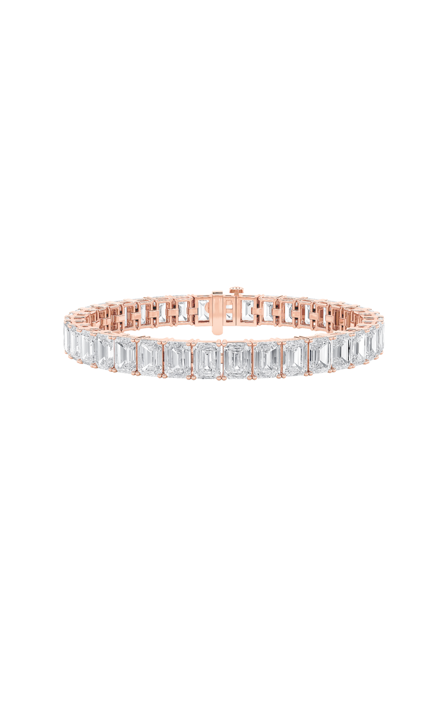 21.5Cttw Emerald Shaped Lab Grown Diamond (G/VS) East West Line Bracelet in 14K Gold
