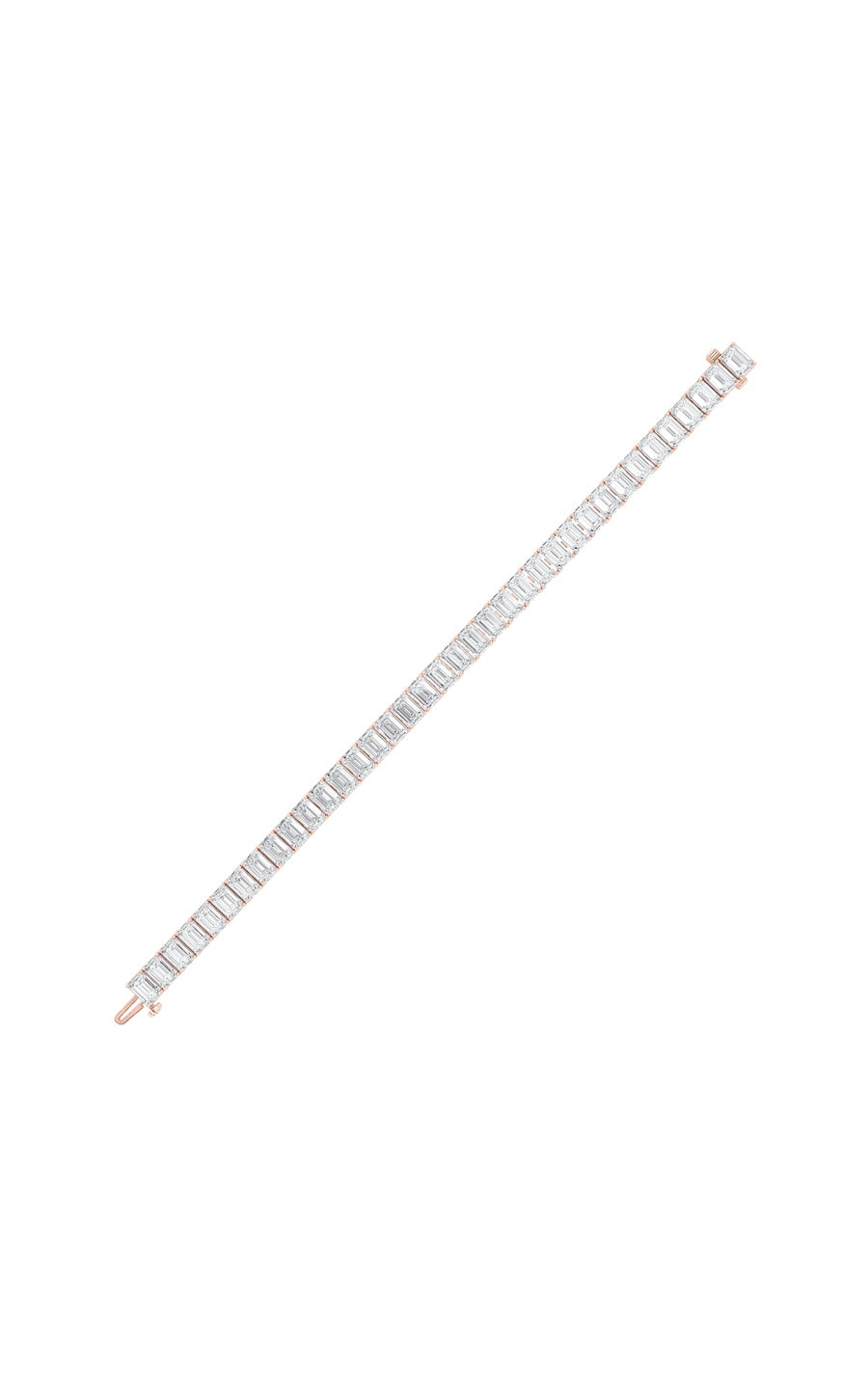 21.5Cttw Emerald Shaped Lab Grown Diamond (G/VS) East West Line Bracelet in 14K Gold