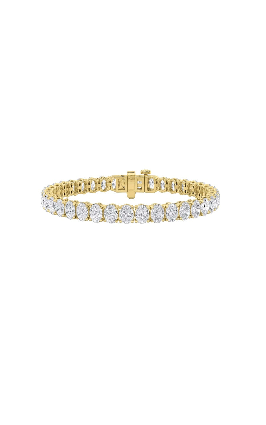 16.5Cttw Oval Shaped Lab Grown Diamond (F/VS) EastWest Line Bracelet in 14K Gold