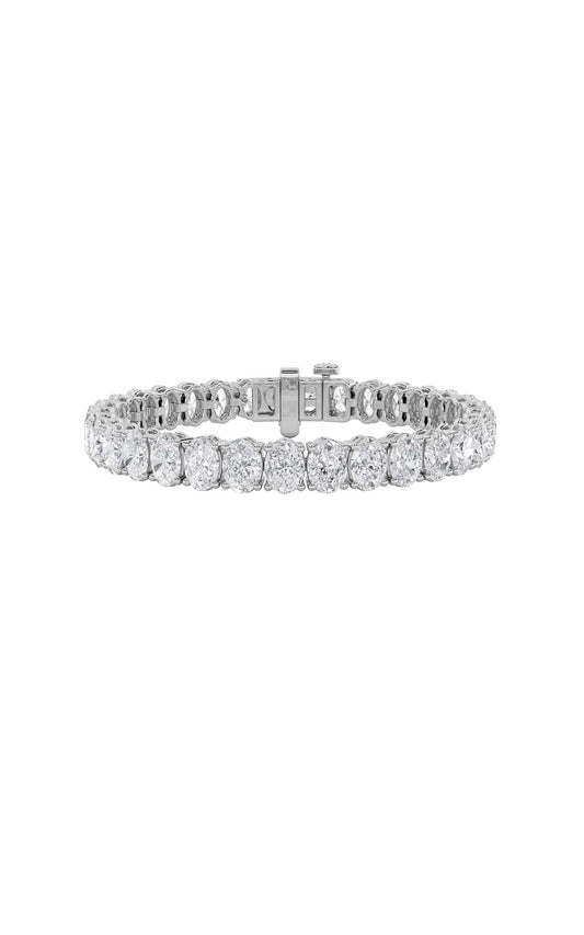 24Cttw Oval Shaped Lab Grown Diamond (F/VS) East West Line Bracelet in 14K Gold