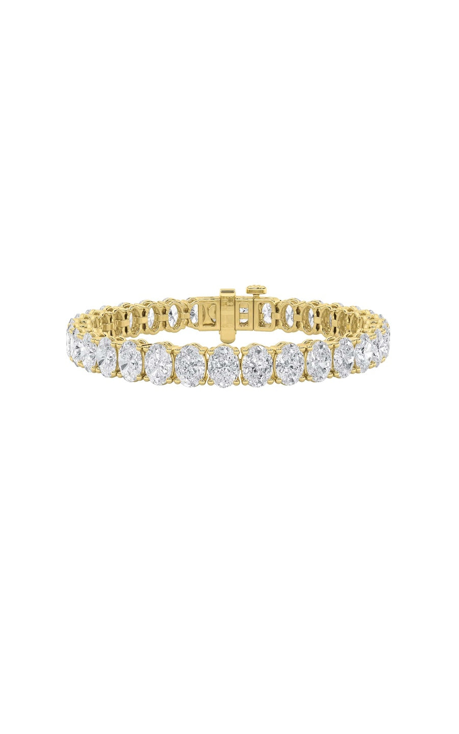 24Cttw Oval Shaped Lab Grown Diamond (F/VS) East West Line Bracelet in 14K Gold