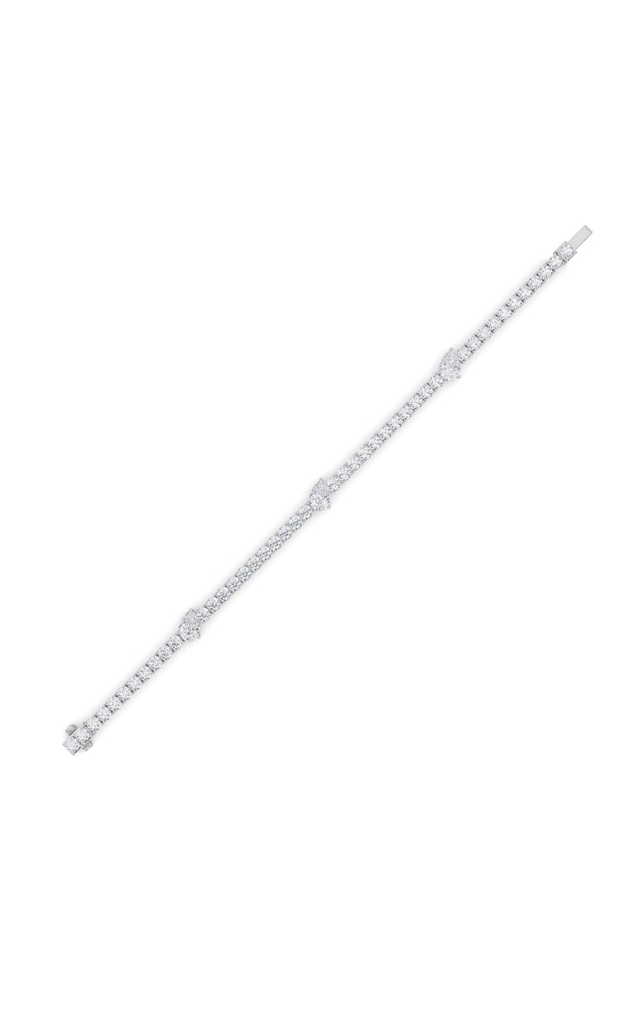 10Cttw Pear Shaped Lab Grown Diamond (F/VS) East West Station Bracelet in 14K Gold