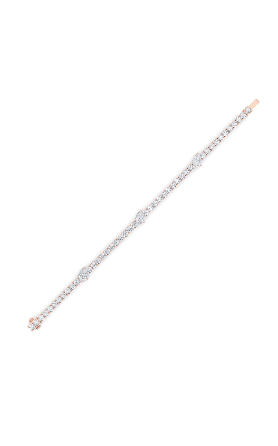 10Cttw Pear Shaped Lab Grown Diamond (F/VS) East West Station Bracelet in 14K Gold