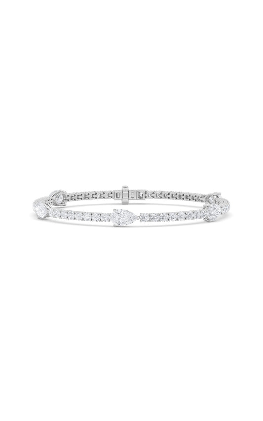 6Cttw Pear Shaped Lab Grown Diamond (F/VS) East West Station Bracelet in 14K Gold