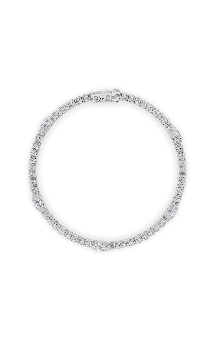 6Cttw Pear Shaped Lab Grown Diamond (F/VS) East West Station Bracelet in 14K Gold