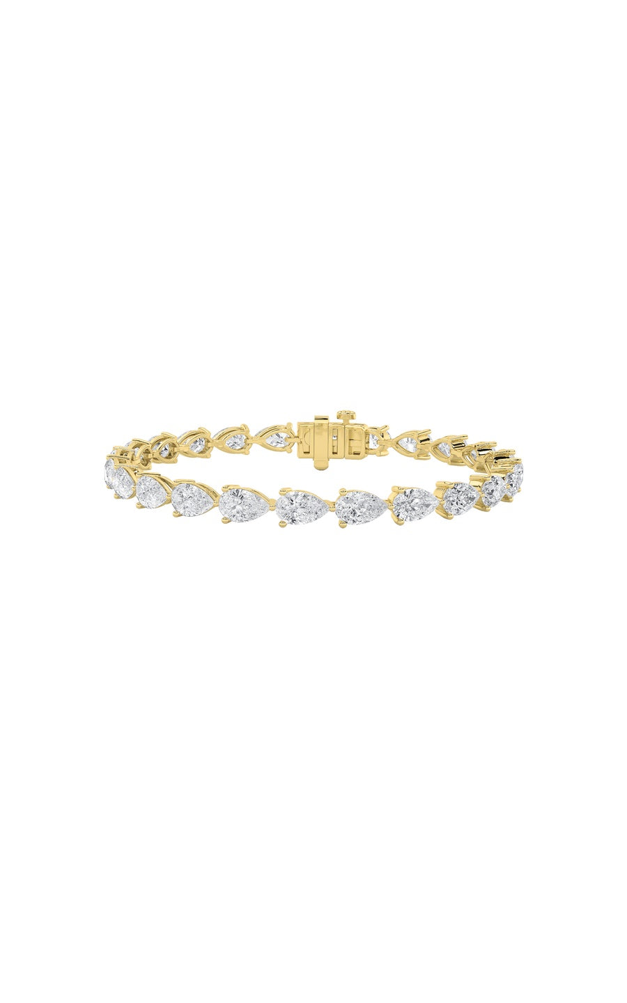 10Cttw Pear Shaped Lab Grown Diamond (F/VS) FancyLine Bracelet in 14K Gold