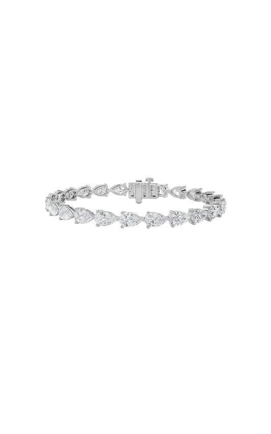 12Cttw Pear Shaped Lab Grown Diamond (F/VS) FancyLine Bracelet in 14K Gold