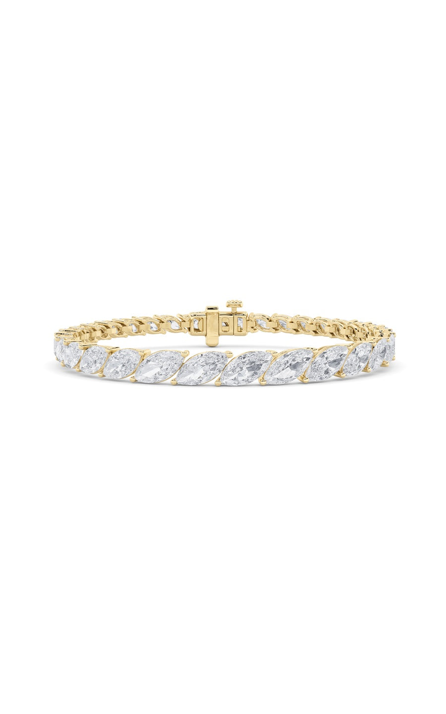 13Cttw Marquise Shaped Lab Grown Diamond (F/VS) Fancy Bracelet in 14K Gold