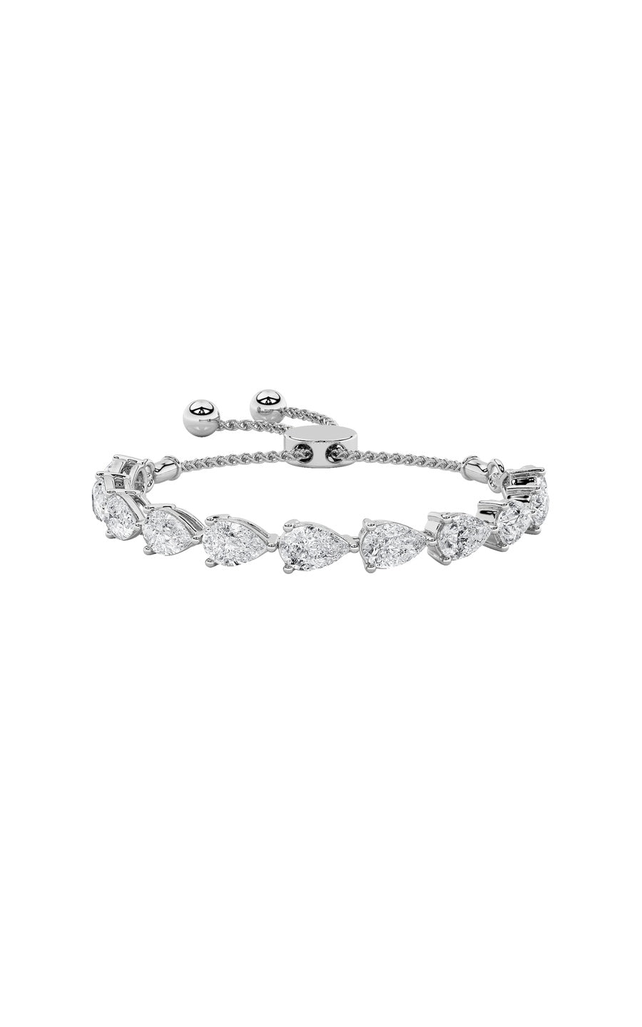 3.5Cttw Pear Shaped Lab Grown Diamond (F/VS) BoloBracelet in 14K Gold