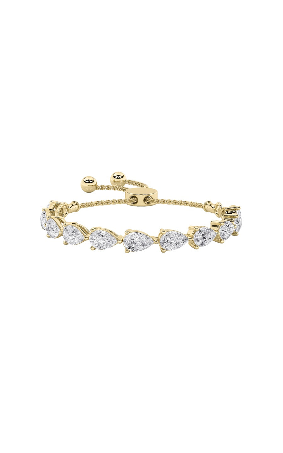 3.5Cttw Pear Shaped Lab Grown Diamond (F/VS) BoloBracelet in 14K Gold