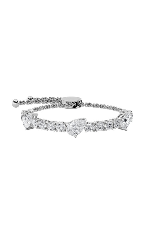 4.5Cttw Pear Shaped Lab Grown Diamond (F/VS) BoloBracelet in 14K Gold